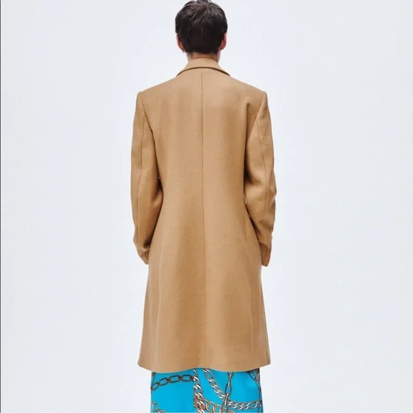 Zara Taupe Brown Fitted Wool Blend Coat